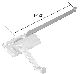 White Left Hand Casement Window Operator Surface Mount With 9-1/2" Arm