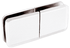 White Square Beveled 180 Degree Glass-to-Glass Movable Transom Clamp
